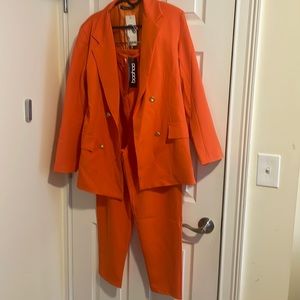 BooHoo Orange Pant Suit